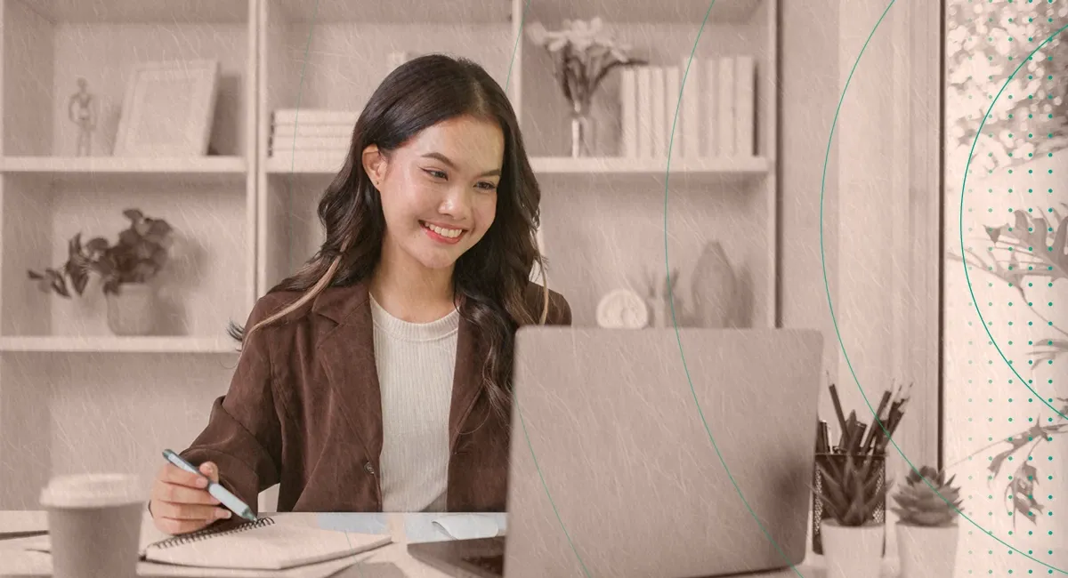 Outsourced executive assistant working on laptop